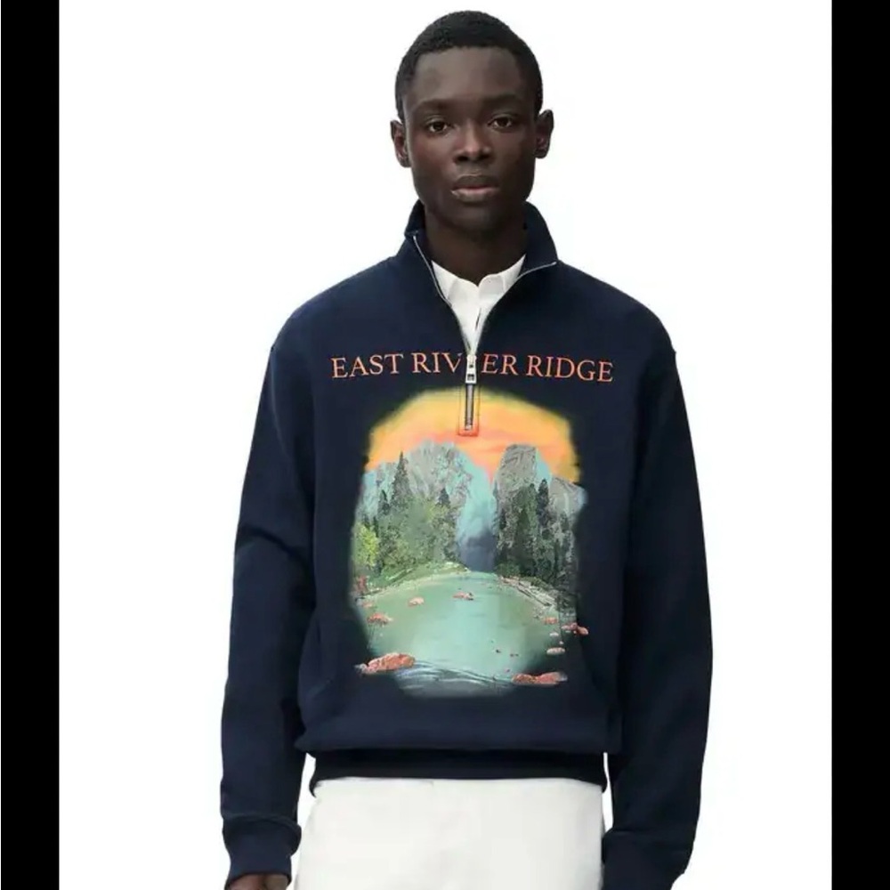 Loewe Men's East River Ridge Zip Sweatshirt in Dark Blue